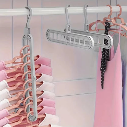 1-5 PCS 9-Hole Space Saving Hanger, Heavy Duty Plastic Clothes Organizer for Wardrobe & Closet, Multi-Functional Storage Rack