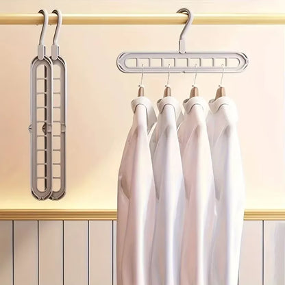 1-5 PCS 9-Hole Space Saving Hanger, Heavy Duty Plastic Clothes Organizer for Wardrobe & Closet, Multi-Functional Storage Rack