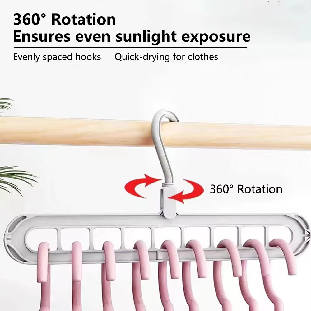 1-5 PCS 9-Hole Space Saving Hanger, Heavy Duty Plastic Clothes Organizer for Wardrobe & Closet, Multi-Functional Storage Rack