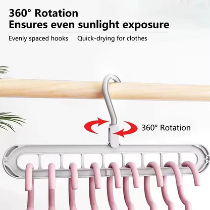 1-5 PCS 9-Hole Space Saving Hanger, Heavy Duty Plastic Clothes Organizer for Wardrobe & Closet, Multi-Functional Storage Rack